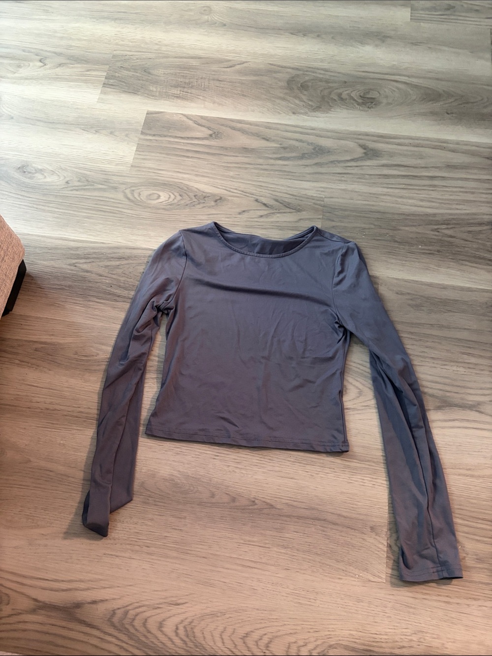 Women's Long Sleeve Scoop Neck Top - Slate Gray